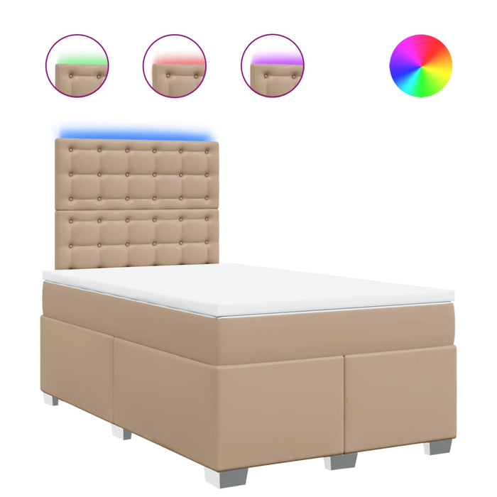 Pat box spring cu saltea, cappuccino, 120x190cm piele ecologică - WALTI WALTI