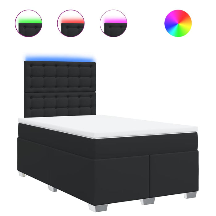 Pat continental cu saltea, negru, 120x200 cm, piele ecologică - WALTI WALTI