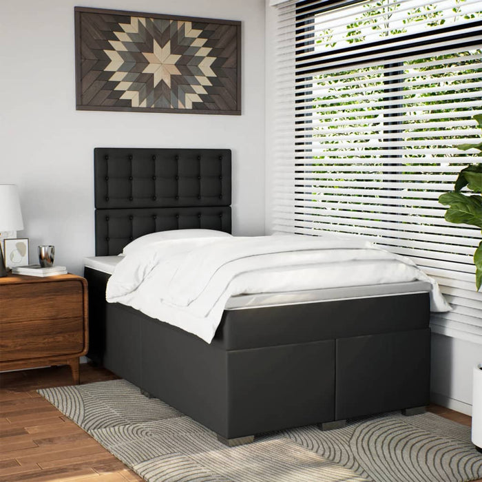 Pat continental cu saltea, negru, 120x200 cm, piele ecologică - WALTI WALTI