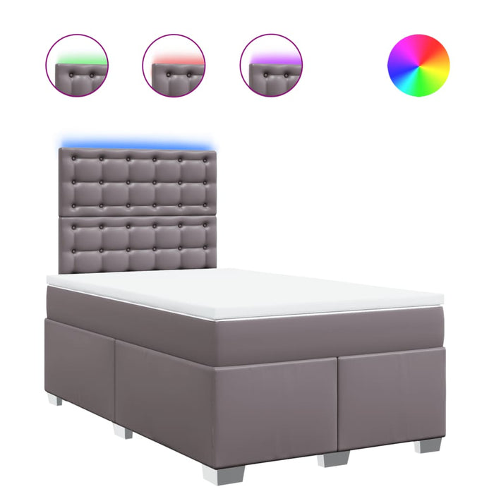 Pat box spring cu saltea, gri, 120x200 cm, piele ecologică - WALTI WALTI