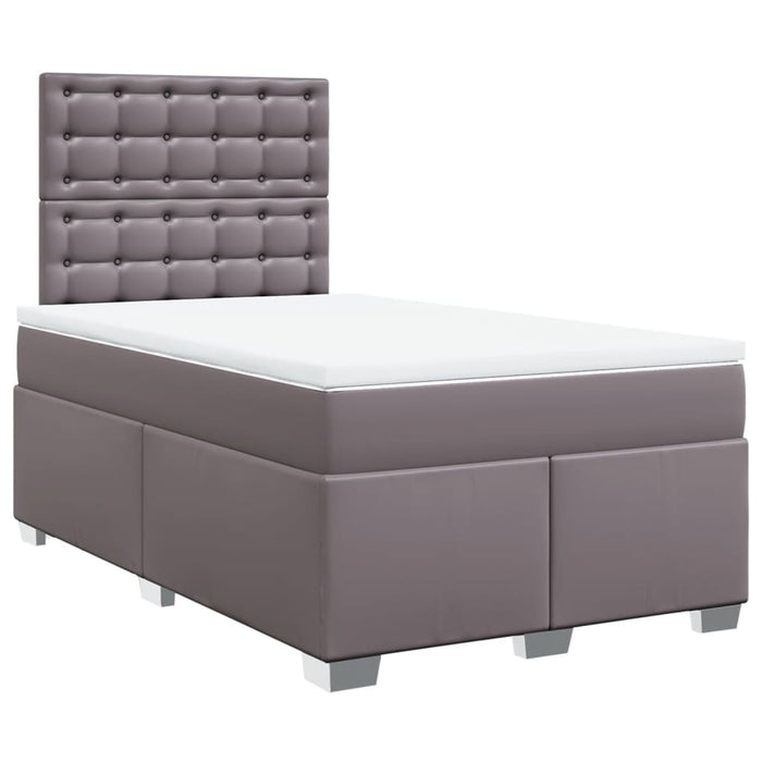 Pat box spring cu saltea, gri, 120x200 cm, piele ecologică - WALTI WALTI
