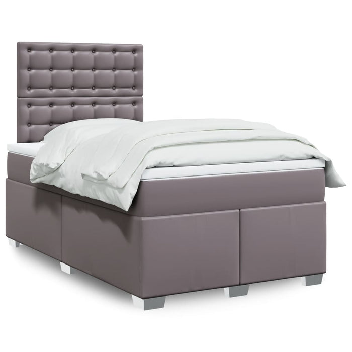 Pat box spring cu saltea, gri, 120x200 cm, piele ecologică - WALTI WALTI