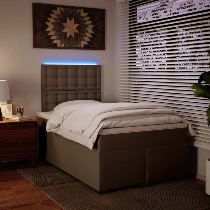 Pat box spring cu saltea, cappuccino, 120x200cm piele ecologică - WALTI WALTI
