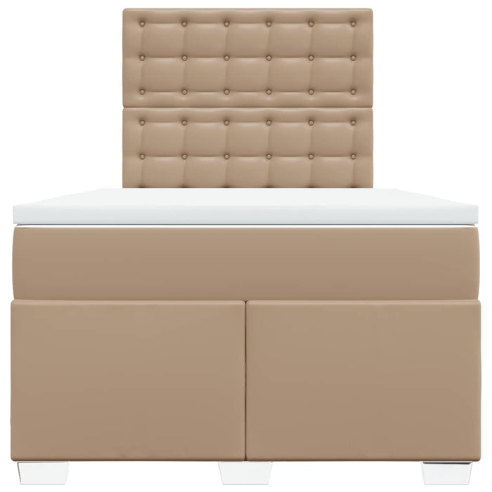 Pat box spring cu saltea, cappuccino, 120x200cm piele ecologică - WALTI WALTI
