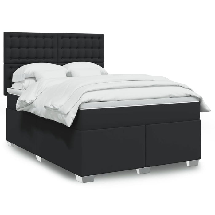 Pat box spring cu saltea, negru, 140x190 cm, piele ecologică - WALTI WALTI