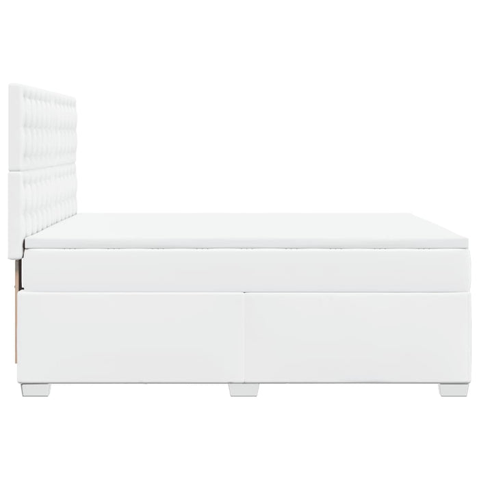 Pat box spring cu saltea, alb, 140x190 cm, piele ecologică - WALTI WALTI