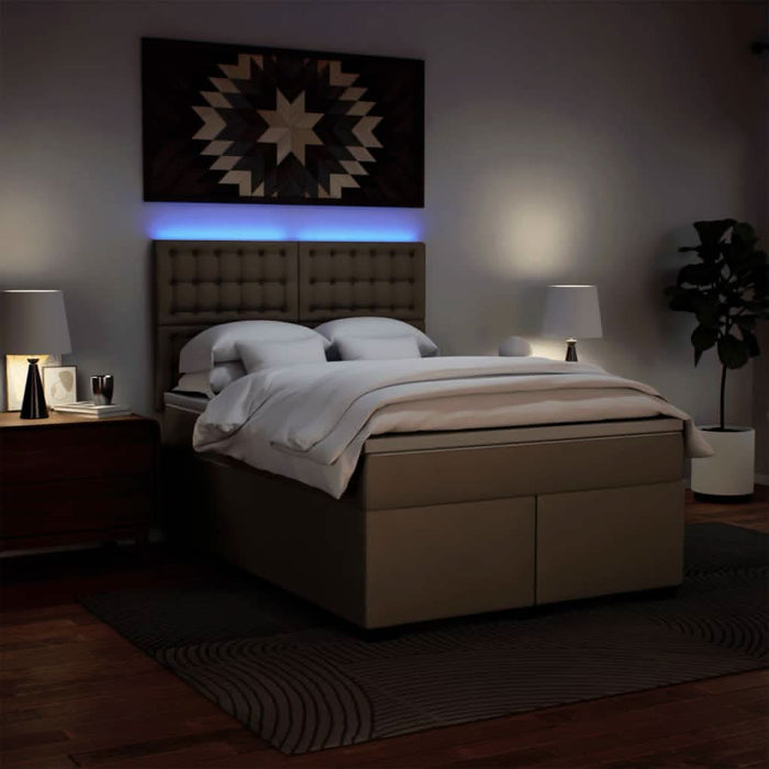 Pat box spring cu saltea, cappuccino, 140x190cm piele ecologică - WALTI WALTI