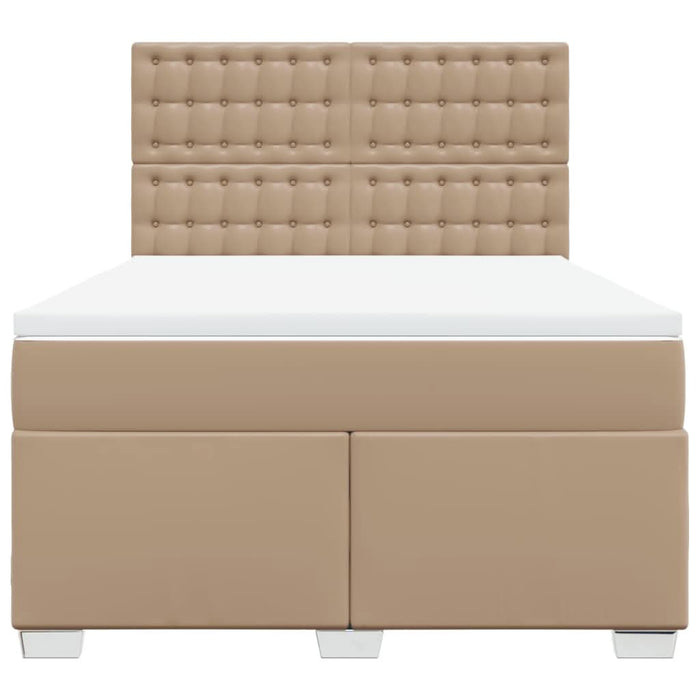 Pat box spring cu saltea, cappuccino, 140x190cm piele ecologică - WALTI WALTI