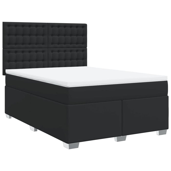 Pat box spring cu saltea, negru, 140x200 cm, piele ecologică - WALTI WALTI