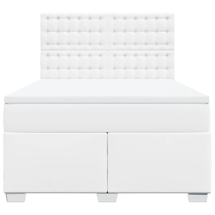 Pat box spring cu saltea, alb, 140x200 cm, piele ecologică - WALTI WALTI