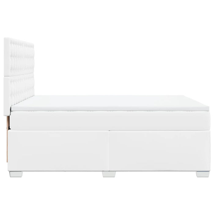 Pat box spring cu saltea, alb, 140x200 cm, piele ecologică - WALTI WALTI