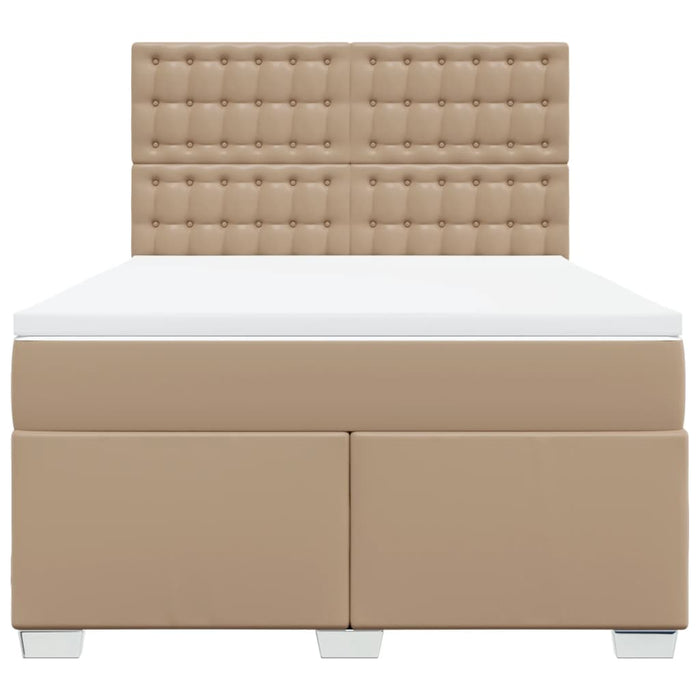 Pat box spring cu saltea, cappuccino, 140x200cm piele ecologică - WALTI WALTI