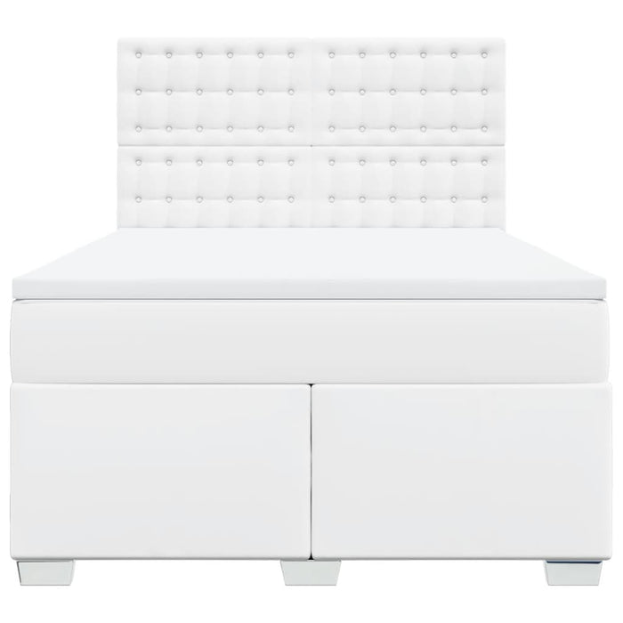 Pat box spring cu saltea, alb, 160x200 cm, piele ecologică - WALTI WALTI