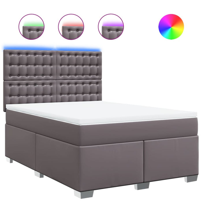 Pat box spring cu saltea, gri, 160x200 cm, piele ecologică - WALTI WALTI