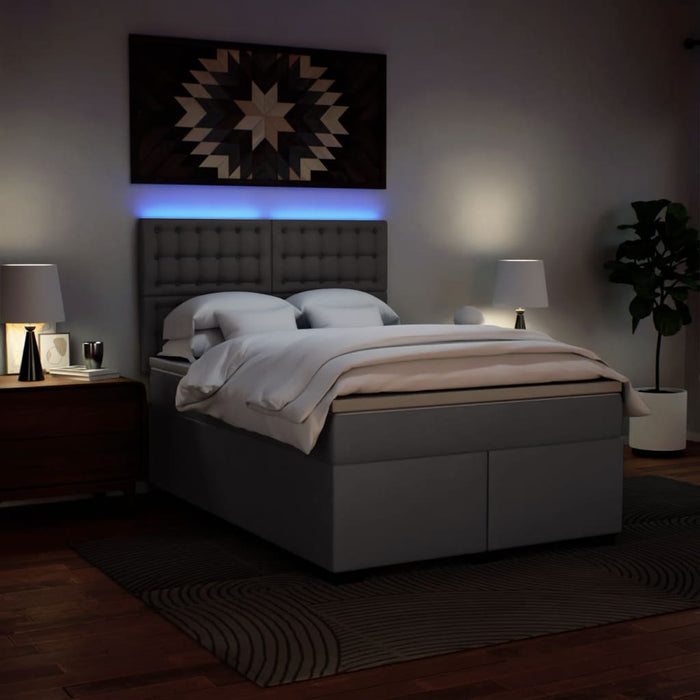Pat box spring cu saltea, gri, 160x200 cm, piele ecologică - WALTI WALTI