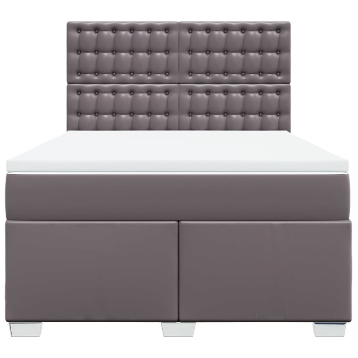 Pat box spring cu saltea, gri, 160x200 cm, piele ecologică - WALTI WALTI