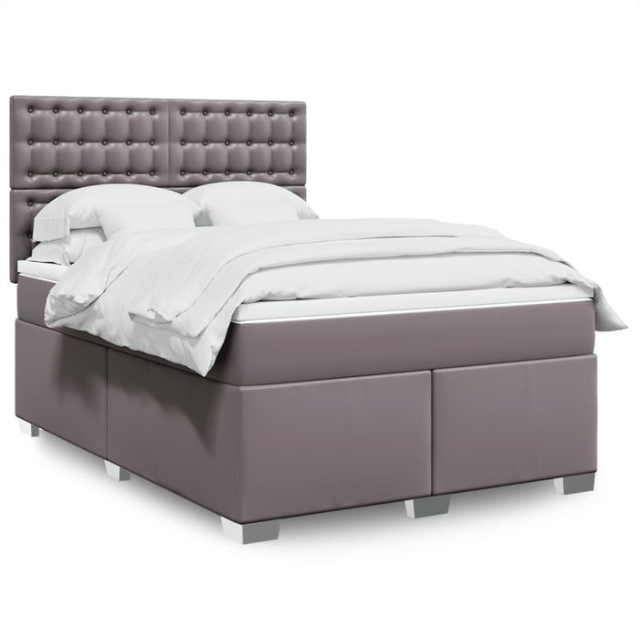 Pat box spring cu saltea, gri, 160x200 cm, piele ecologică - WALTI WALTI