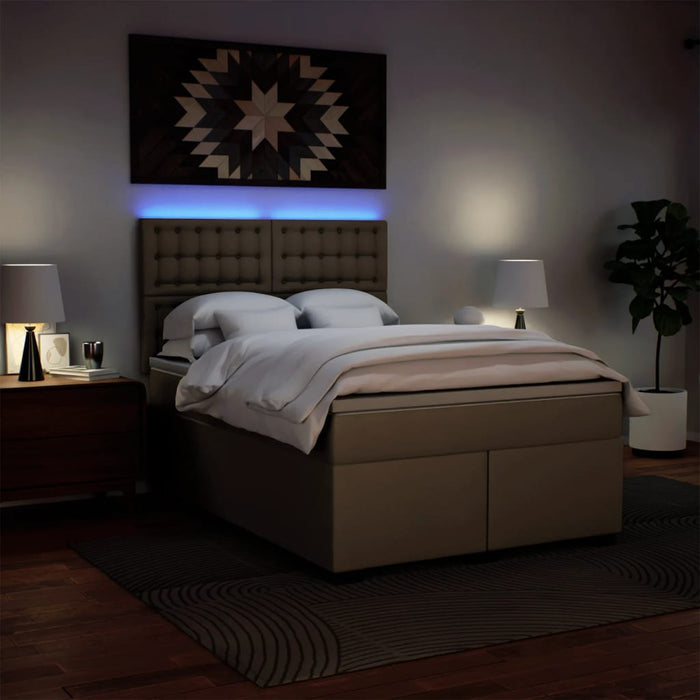Pat box spring cu saltea, cappuccino, 160x200cm piele ecologică - WALTI WALTI