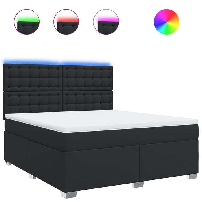 Pat box spring cu saltea, negru, 180x200 cm, piele ecologică - WALTI WALTI