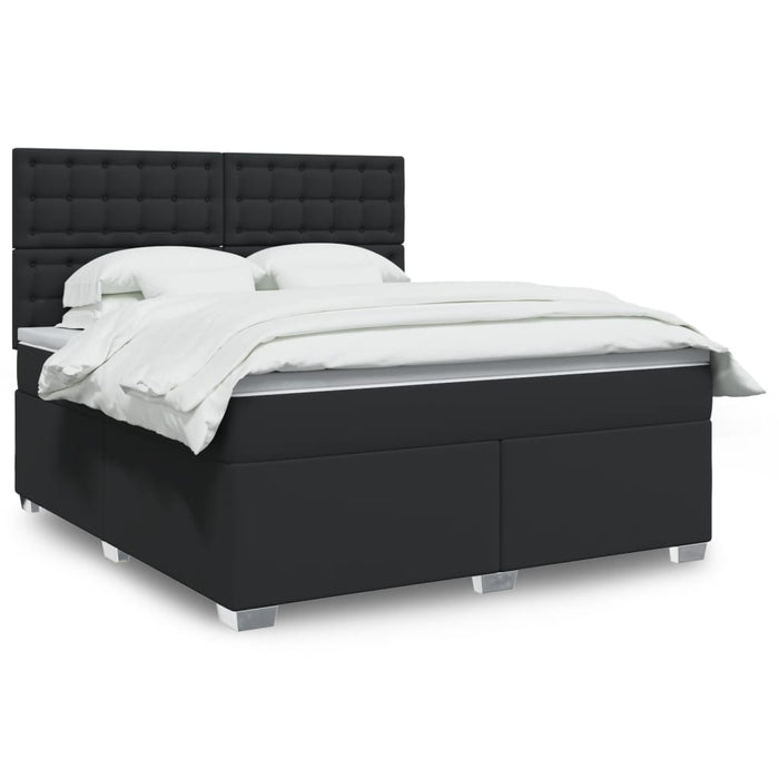 Pat box spring cu saltea, negru, 180x200 cm, piele ecologică - WALTI WALTI