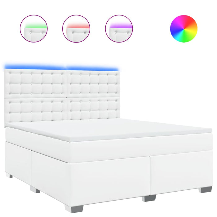 Pat box spring cu saltea, alb, 180x200 cm, piele ecologică - WALTI WALTI