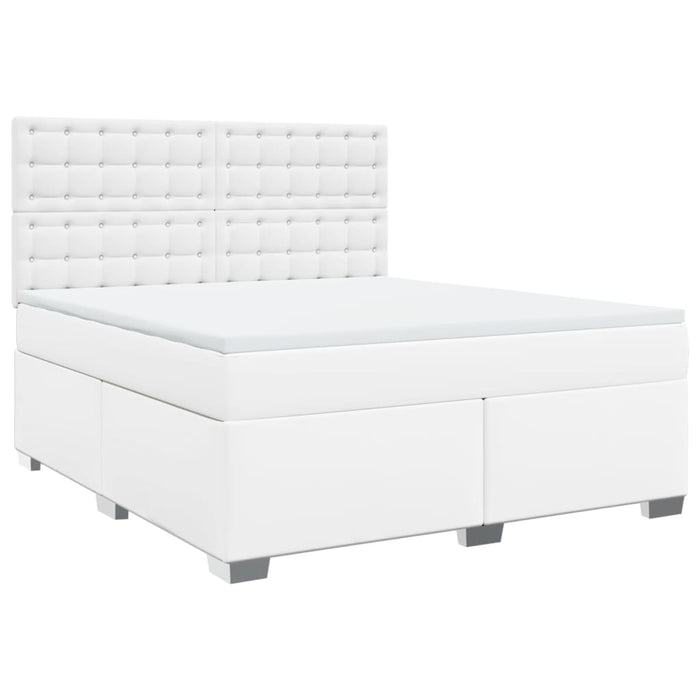 Pat box spring cu saltea, alb, 180x200 cm, piele ecologică - WALTI WALTI