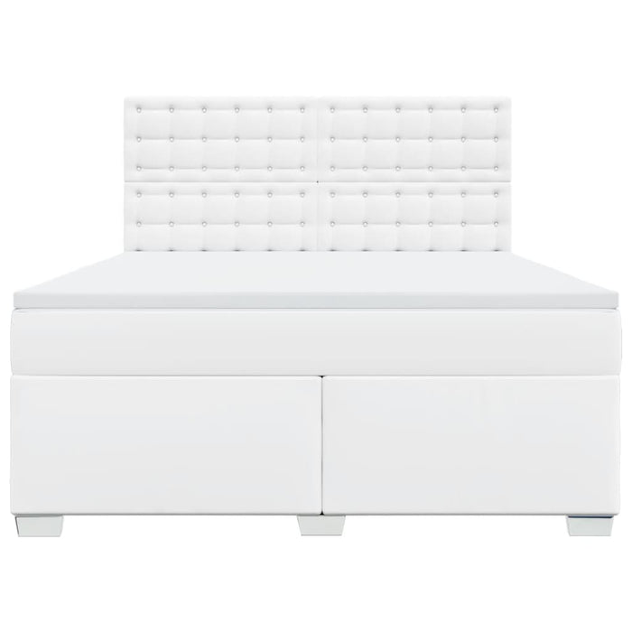 Pat box spring cu saltea, alb, 180x200 cm, piele ecologică - WALTI WALTI