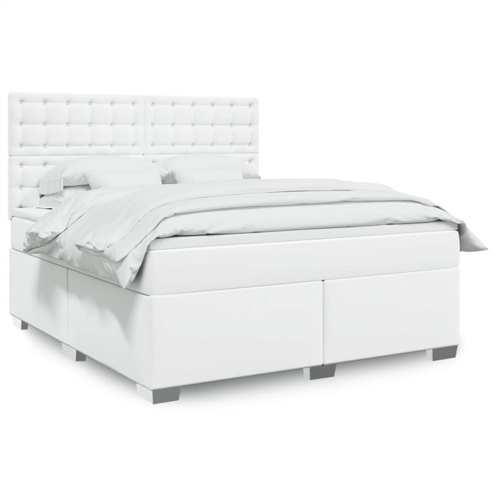 Pat box spring cu saltea, alb, 180x200 cm, piele ecologică - WALTI WALTI
