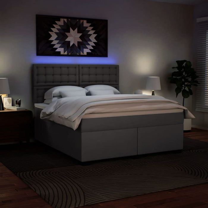 Pat box spring cu saltea, gri, 180x200 cm, piele ecologică - WALTI WALTI