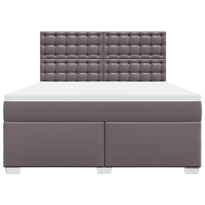 Pat box spring cu saltea, gri, 180x200 cm, piele ecologică - WALTI WALTI