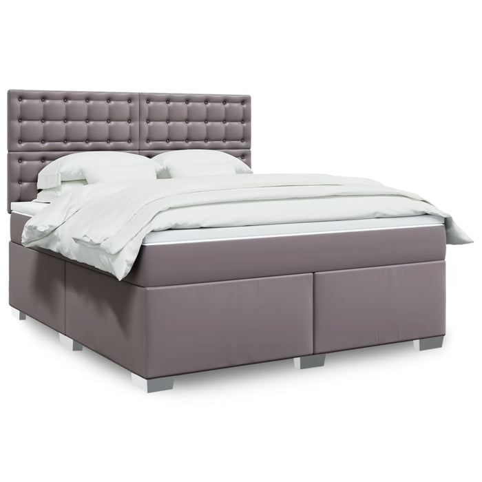 Pat box spring cu saltea, gri, 180x200 cm, piele ecologică - WALTI WALTI