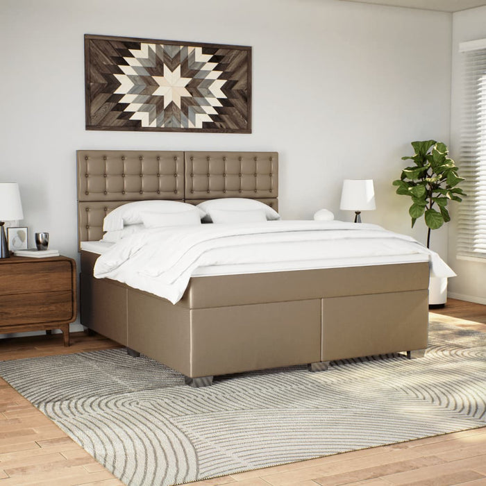 Pat box spring cu saltea, cappuccino, 180x200cm piele ecologică - WALTI WALTI
