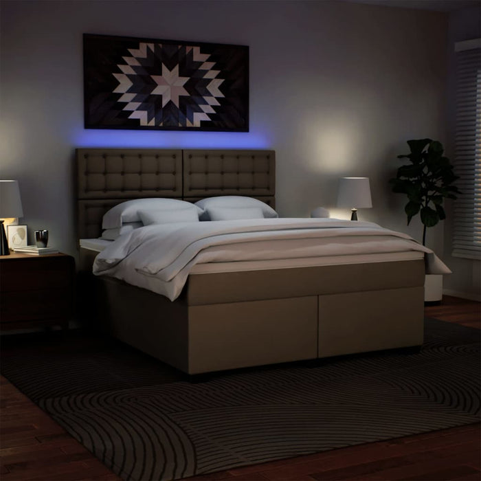 Pat box spring cu saltea, cappuccino, 180x200cm piele ecologică - WALTI WALTI