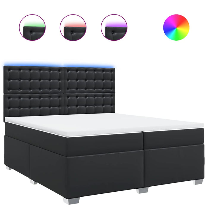 Pat box spring cu saltea, negru, 200x200 cm, piele ecologică - WALTI WALTI