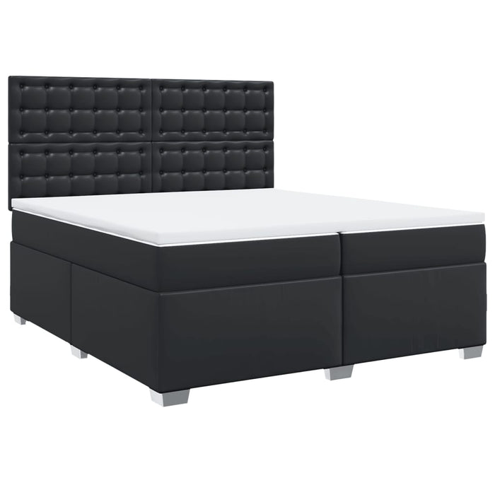 Pat box spring cu saltea, negru, 200x200 cm, piele ecologică - WALTI WALTI