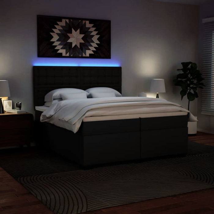 Pat box spring cu saltea, negru, 200x200 cm, piele ecologică - WALTI WALTI