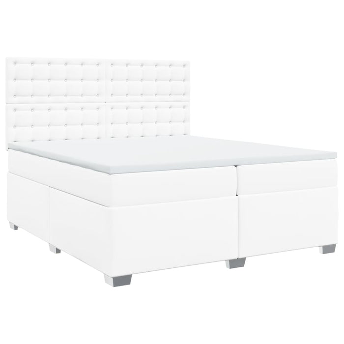 Pat box spring cu saltea, alb, 200x200 cm, piele ecologică - WALTI WALTI