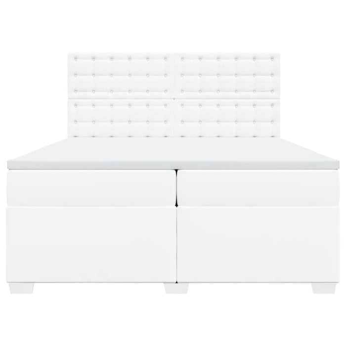 Pat box spring cu saltea, alb, 200x200 cm, piele ecologică - WALTI WALTI