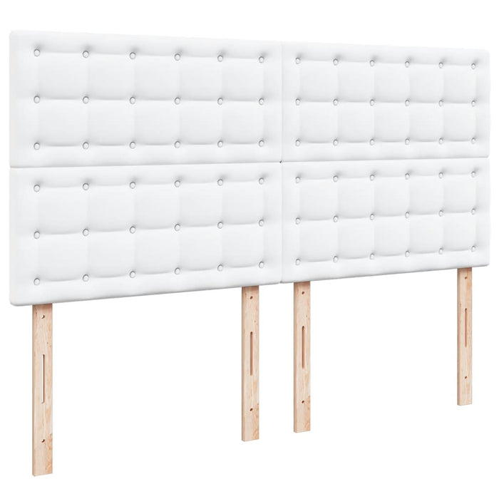 Pat box spring cu saltea, alb, 200x200 cm, piele ecologică - WALTI WALTI