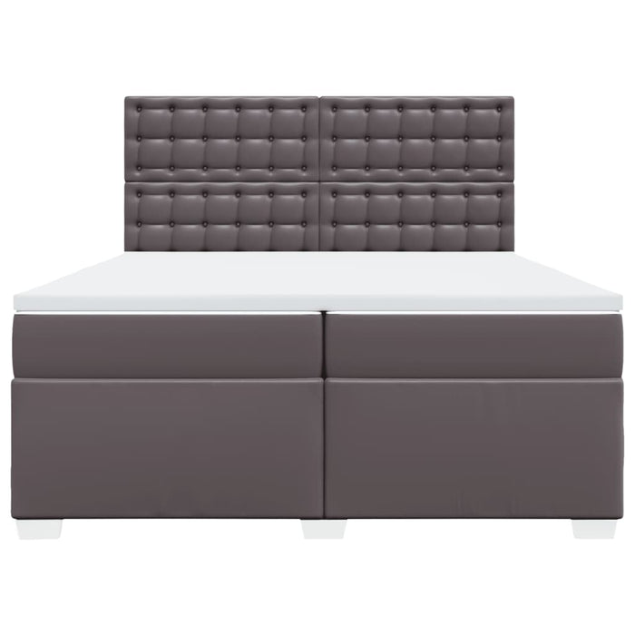 Pat continental cu saltea, gri, 200x200 cm, piele ecologică - WALTI WALTI