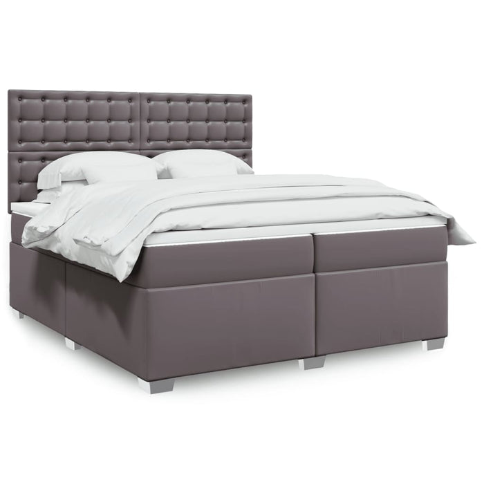 Pat continental cu saltea, gri, 200x200 cm, piele ecologică - WALTI WALTI