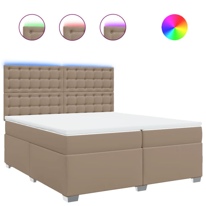 Pat continental cu saltea, cappuccino, 200x200 cm, piele eco WALTI