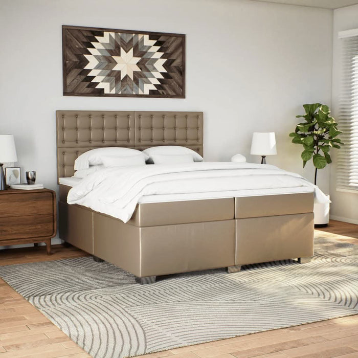 Pat continental cu saltea, cappuccino, 200x200 cm, piele eco WALTI