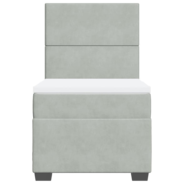 Pat continental cu saltea, gri deschis, 80x200 cm, catifea - WALTI WALTI