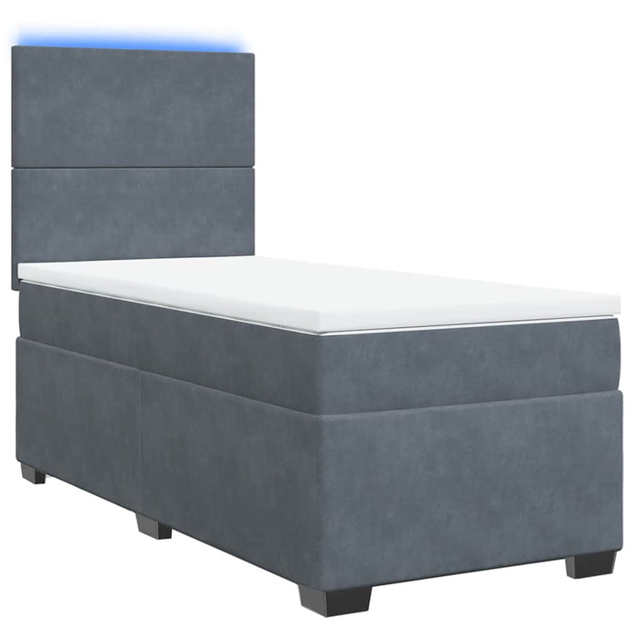 Pat box spring cu saltea, gri închis, 80x200 cm, catifea - WALTI WALTI