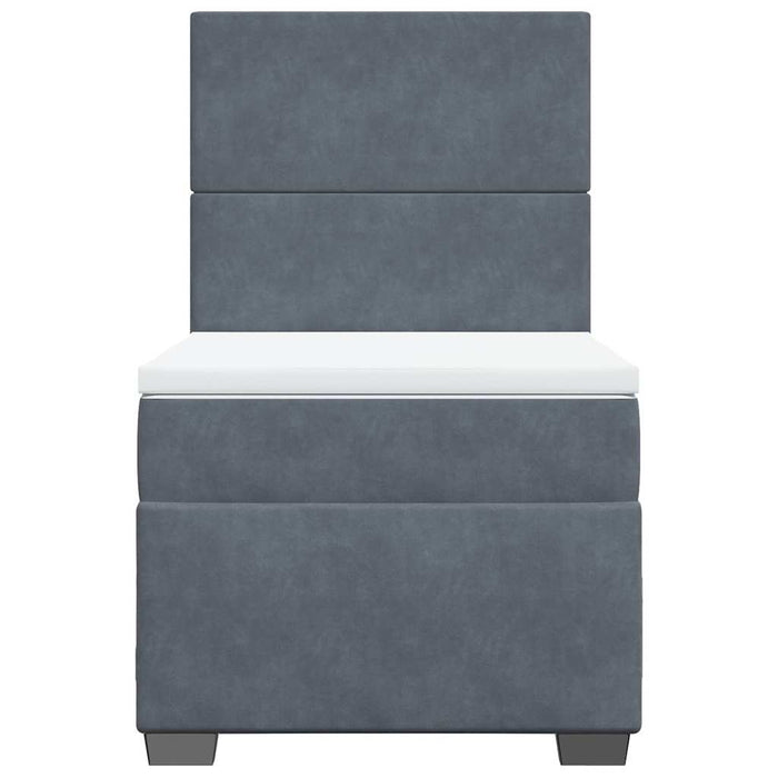 Pat box spring cu saltea, gri închis, 80x200 cm, catifea - WALTI WALTI