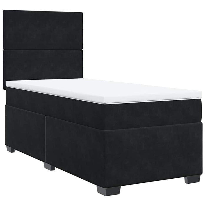 Pat box spring cu saltea, negru, 80x200 cm, catifea - WALTI WALTI