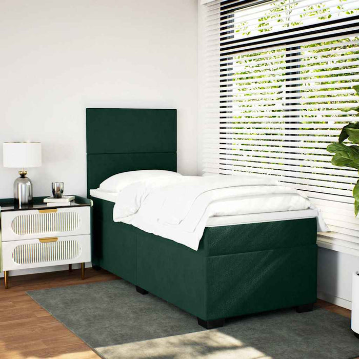Pat continental cu saltea, verde închis, 80x200 cm, catifea - WALTI WALTI
