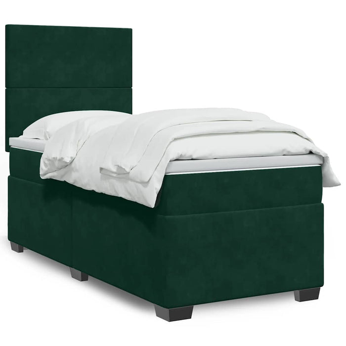 Pat continental cu saltea, verde închis, 80x200 cm, catifea - WALTI WALTI