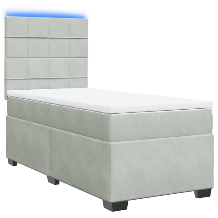 Pat continental cu saltea, gri deschis, 80x200 cm, catifea - WALTI WALTI